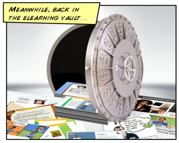 Image of a vault open with elearning material.