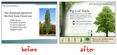 Articulate Rapid E-Learning Blog - before adn after example of visually immersive interactive elearning courses