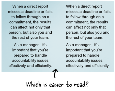 Articulate Rapid E-Learning Blog - avoid centering large blocks of text