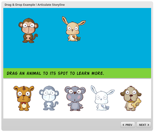 Articulate Rapid E-Learning Blog - example of a drag and drop learning interaction with watermark drop targets