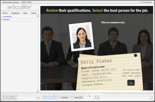 Articulate Rapid E-Learning Blog - interactive picture scenario built in PowerPoint