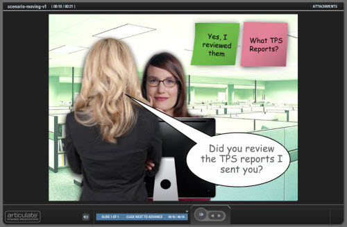 Articulate Rapid E-Learning Blog - animated response scenario in PowerPoint