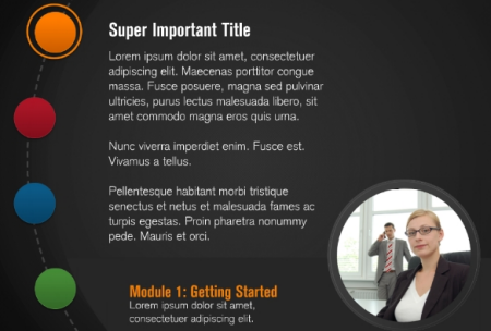 Articulate Rapid E-Learning Blog - example of a tabs interaction and free PowerPoint template for online training