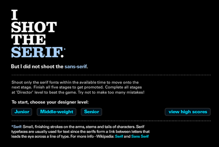 Articulate Rapid E-Learning Blog - learn about fonts using I shot the serif game