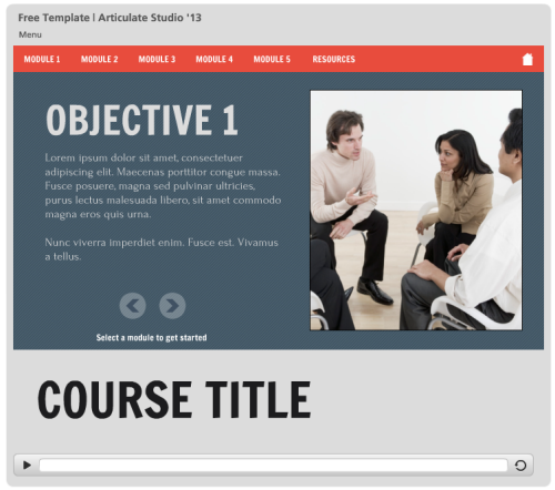 Articulate Rapid E-Learning Blog - elearning example of free PowerPoint template in HTML5 for elearning