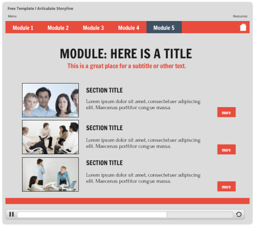 Articulate Rapid E-Learning Blog - example of free elearning template published in Flash and HTML5